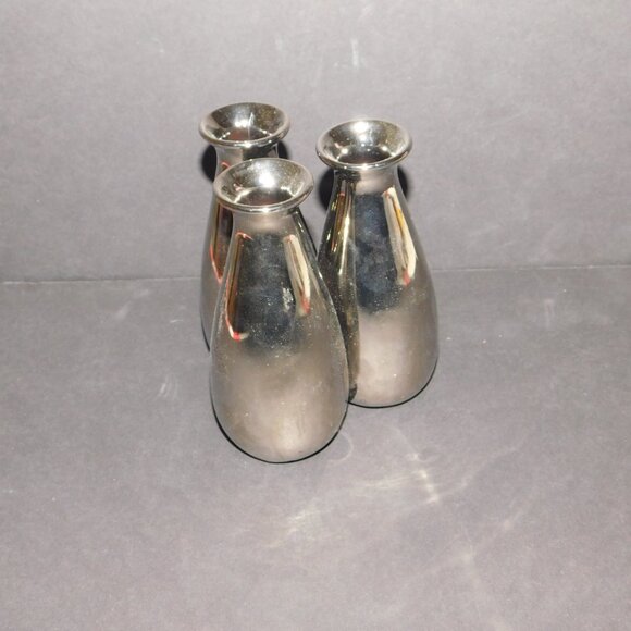 3 section chrome or stainless bud vase near mint condition - Picture 4 of 8
